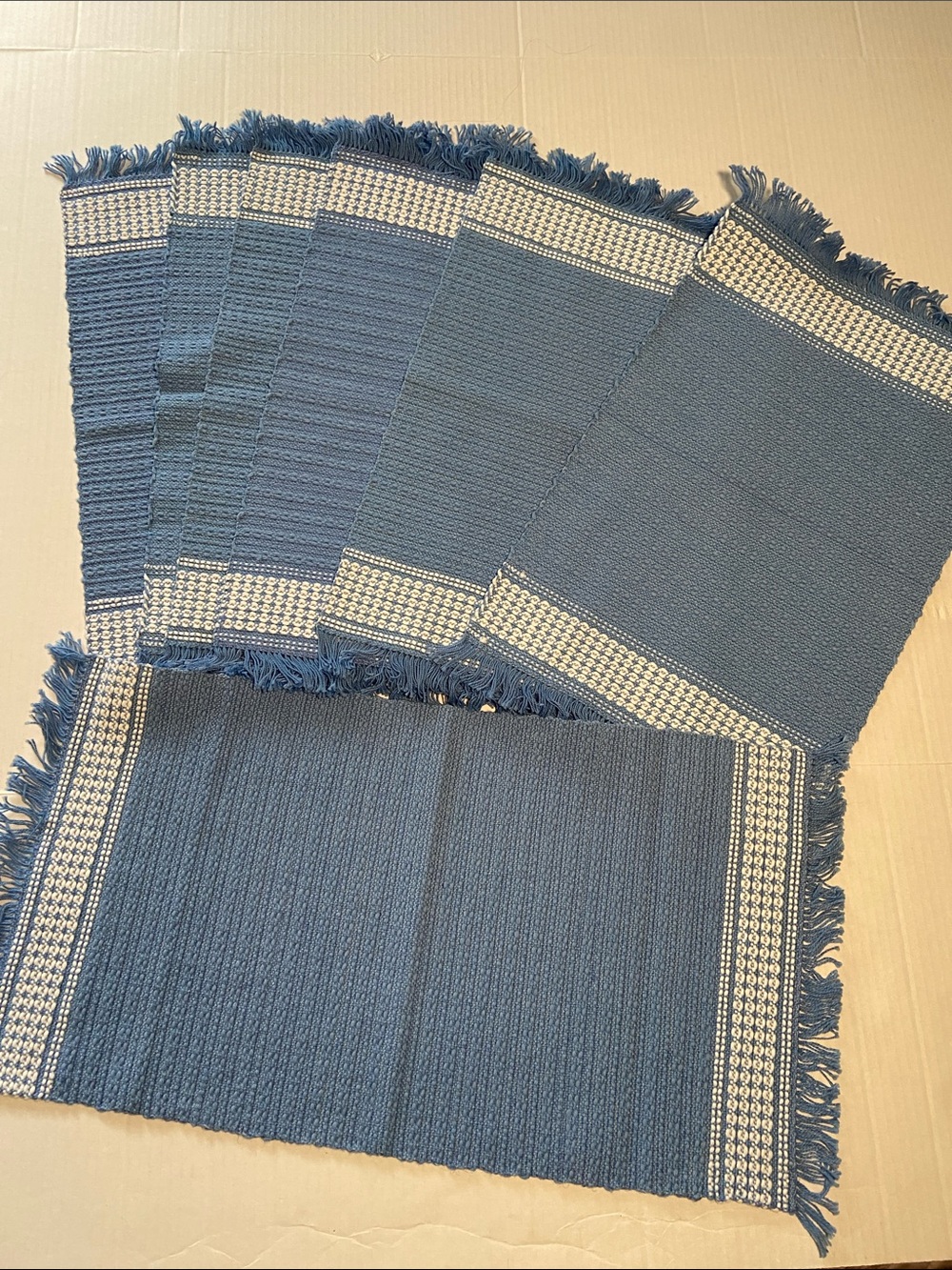 Set of 6 Woven Cotton Placemats with 1 Table Runner NWOT